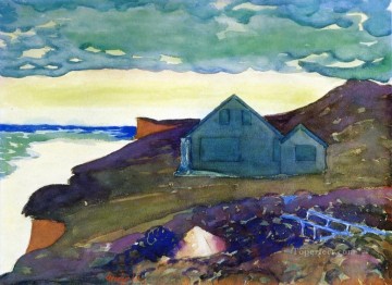 watercolor landscape Painting - house on the point George luks watercolor